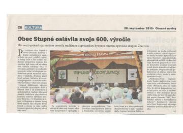 Napísali o nás - Obecné noviny 20.9.2016 Napísali o nás - Obecné noviny 20.9.2016